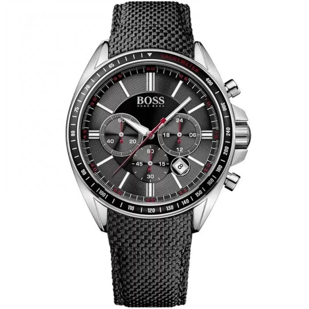 1513087-hugo-boss-watch-men-black-leather-driver-nylon ساعة هوغو بوس للرجال 1513087 - الصورة 1
