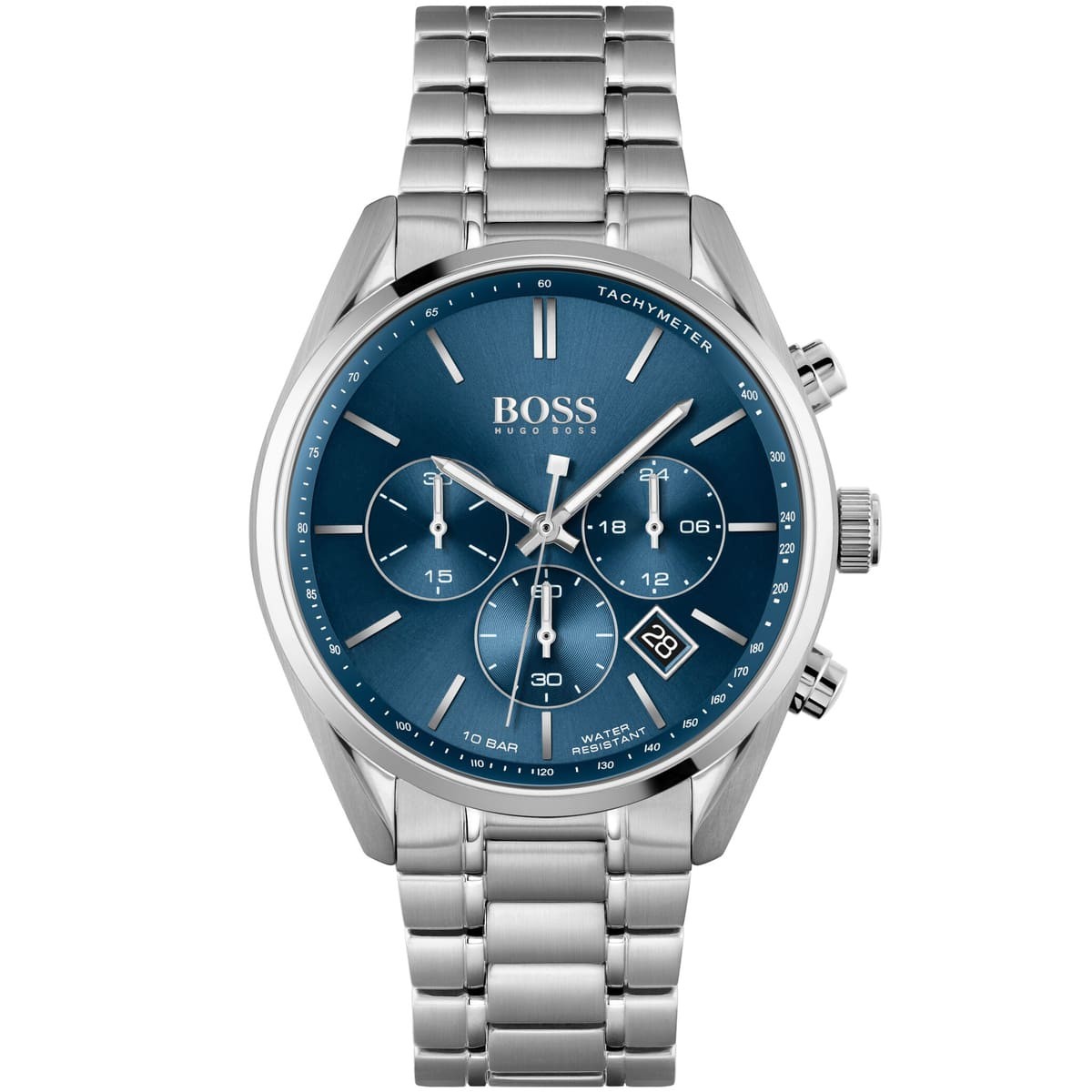 1513818-hugo-boss-watch-men-blue-dial-stainless-steel-metal-silver-strap-quartz-analog-chronograph-champion ساعة هوجو بوس للرجال 1513818 - Image 1