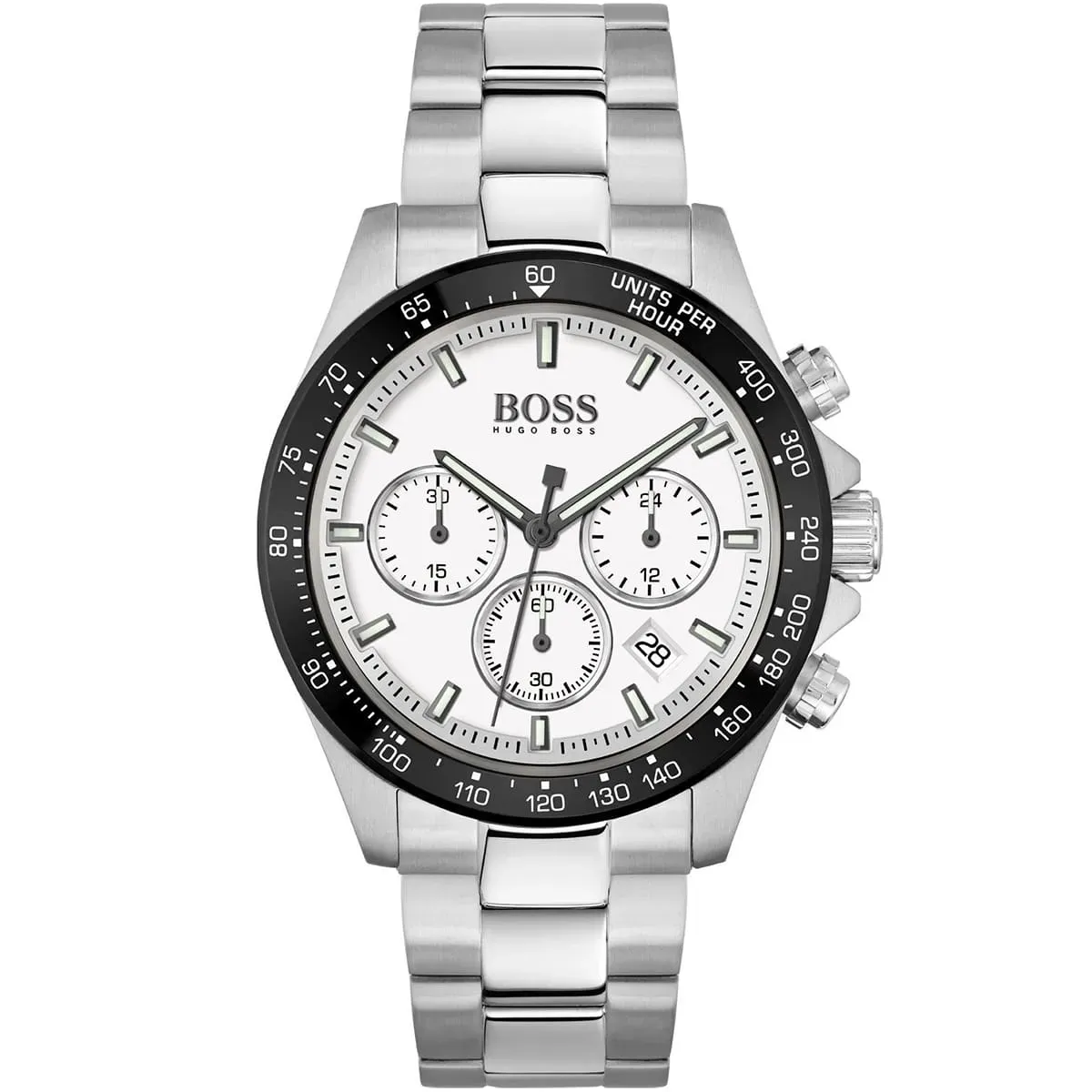 1513875-hugo-boss-watch-men-white-dial-metal-stainless-silver-strap-quartz-battery-analog-chronograph-hero ساعة هوجو بوس للرجال 1513875 - الصورة 1