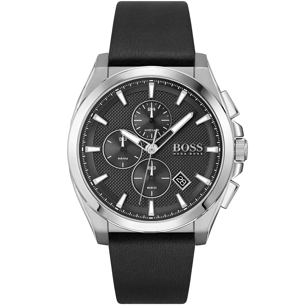 1513881-hugo-boss-watch-men-black-dial-leather-strap-quartz-battery-analog-chronograph-grandmaster ساعة هوجو بوس للرجال 1513881 - Image 1