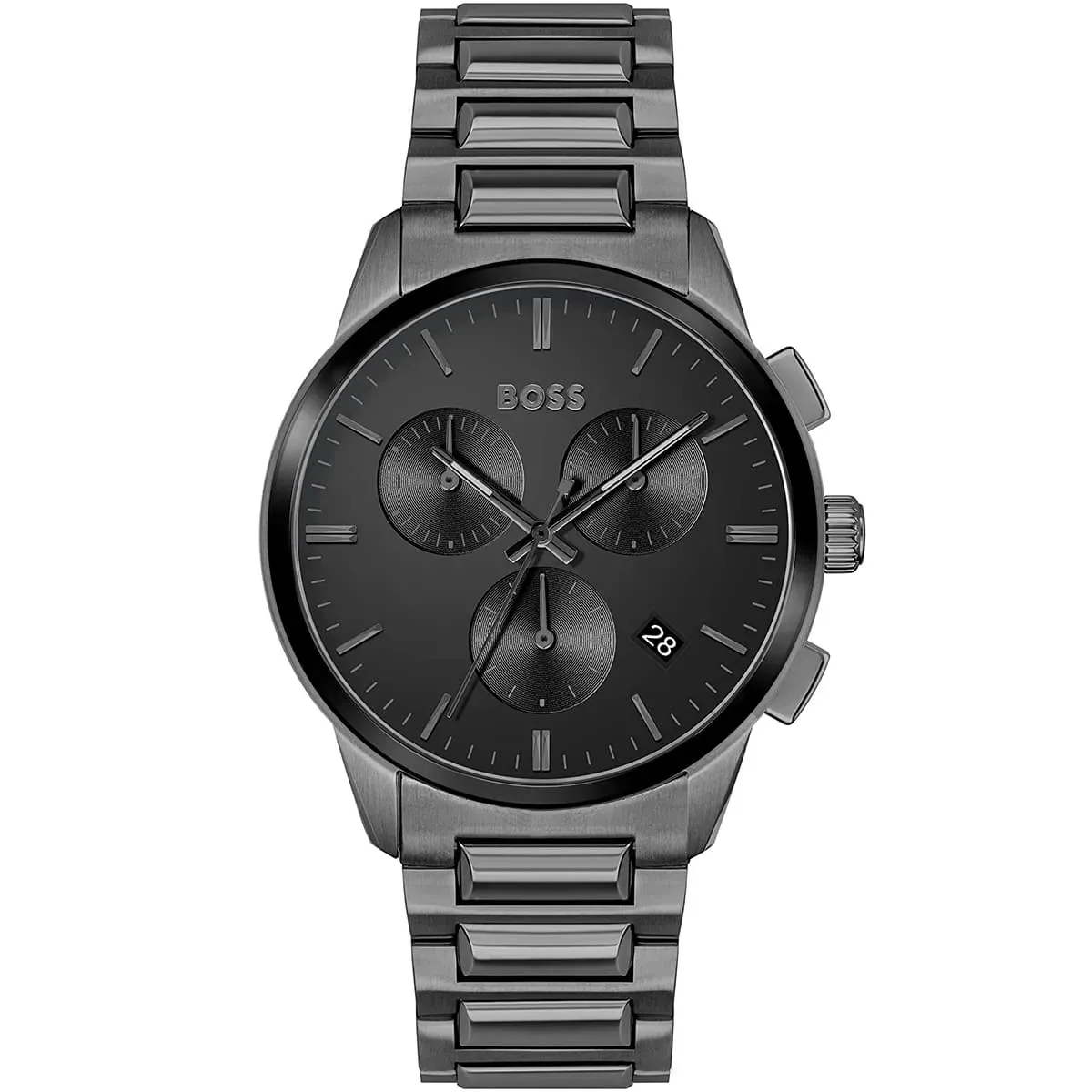 1513929 hugo boss watch men black dial metal stainless gray strap quartz battery analog chronograph dapper
