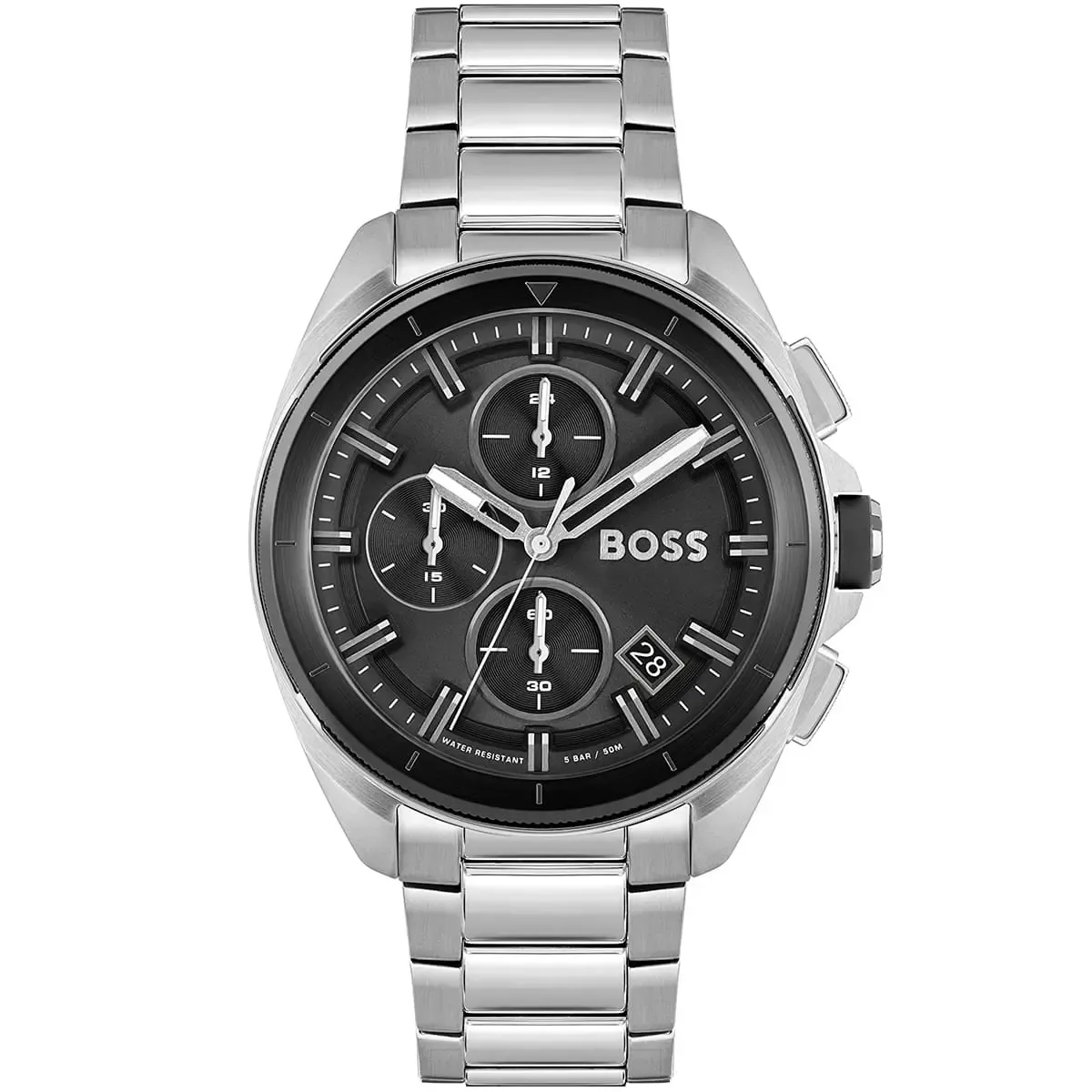 1513949-hugo-boss-watch-men-black-dial-metal-stainless-steel-silver-strap-quartz-battery-analog-chronograph-volane ساعة هوجو بوس للرجال 1513949 - Image 1