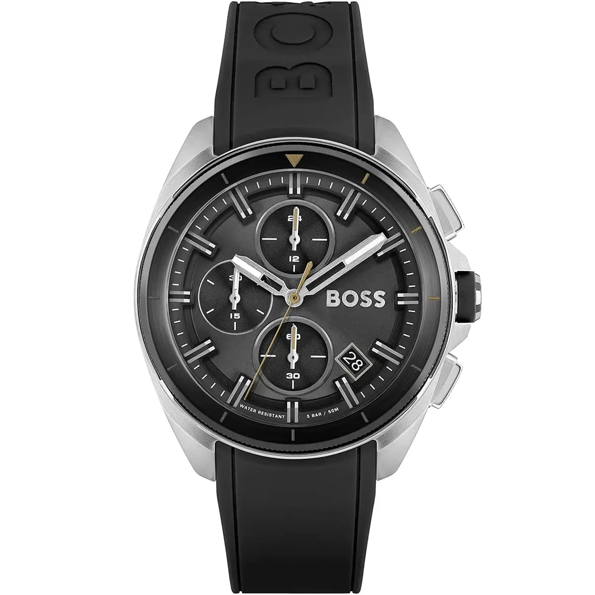 1513953-hugo-boss-watch-men-black-dial-rubber-strap-quartz-battery-analog-chronograph-volane ساعة هوجو بوس للرجال 1513953 - الصورة 1