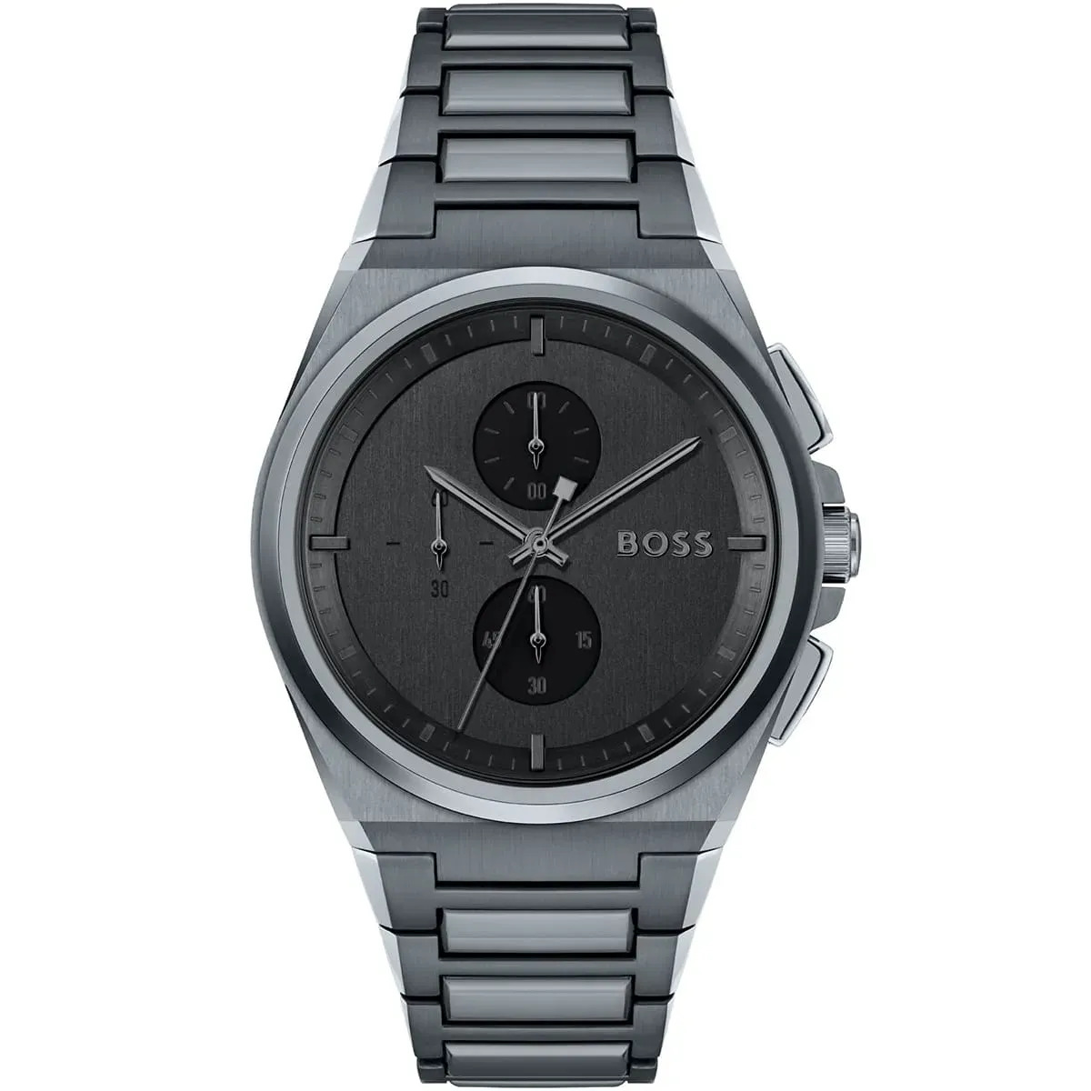 1513996-hugo-boss-watch-men-gray-dial-metal-stainless-strap-quartz-battery-analog-chronograph-steer ساعة هوجو بوس للرجال 1513996 - الصورة 1