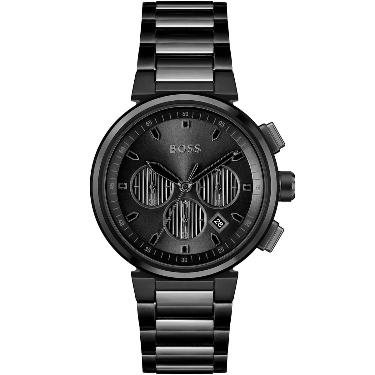 1514001-hugo-boss-watch-men-black-dial-metal-stainless-strap-quartz-battery-analog-chronograph-one ساعة هوجو بوس للرجال 1514001 - Image 1