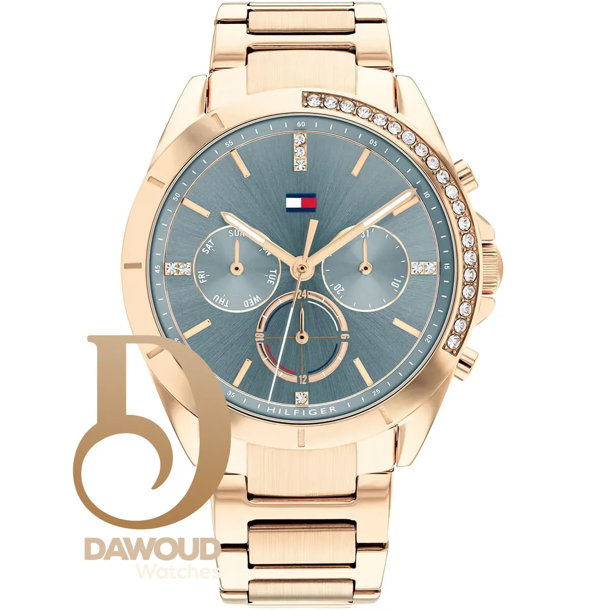 1782386-tommy-hilfiger-watch-women-blue-dial-metal-stainless-steel-rose-gold-strap-quartz-battery-analog-kennedy ساعة تومي هيلفيغر للنساء 1782386 - الصورة 1