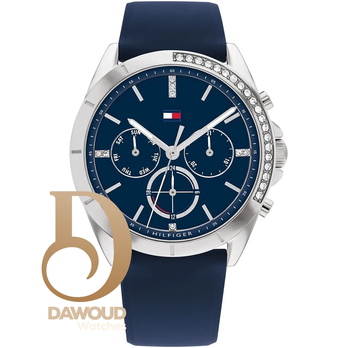 1782389-tommy-hilfiger-watch-women-navy-dial-rubber-strap-quartz-battery-analog-kennedy ساعة تومي هيلفيغر للنساء 1782389 - الصورة 1