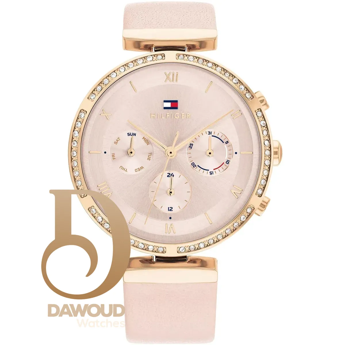 1782395-tommy-hilfiger-watch-women-blush-dial-leather-strap-quartz-battery-analog-luna ساعة تومي هيلفيغر للنساء 1782395 - الصورة 1