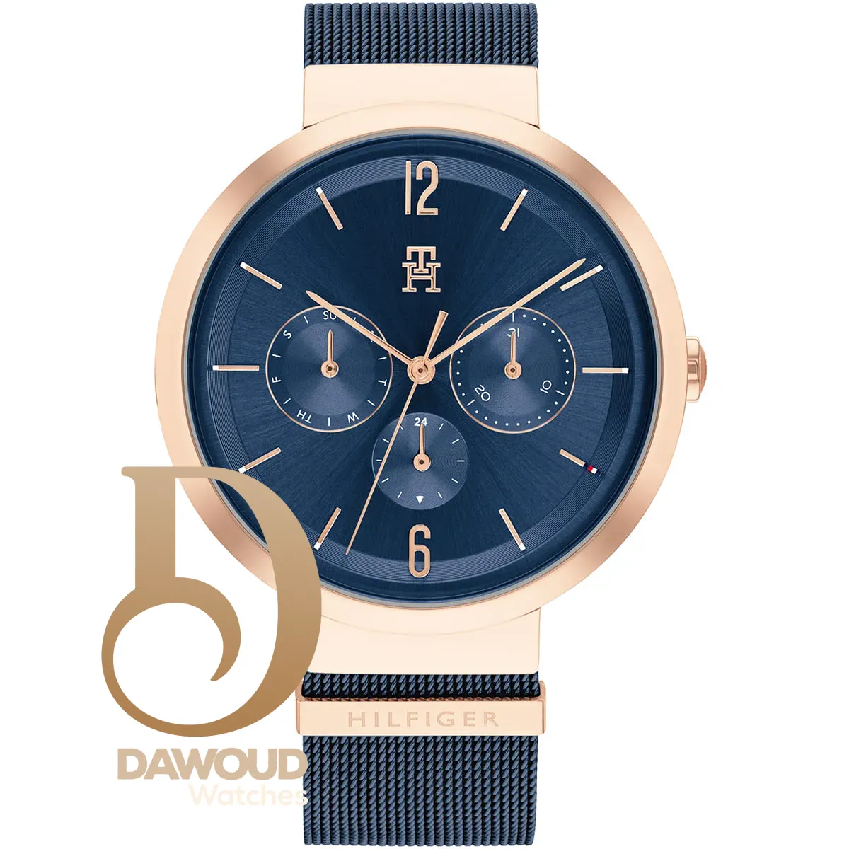 1782541-tommy-hilfiger-watch-women-blue-dial-mesh-metal-stainless-steel-strap-quartz-battery-analog-lidia ساعة تومي هيلفيغر للنساء 1782541 - الصورة 1