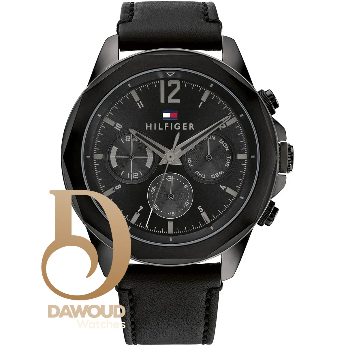 1792062-tommy-hilfiger-watch-men-black-dial-leather-strap-quartz-battery-analog-lars ساعة تومي هيلفيغر للرجال 1792062 - الصورة 1