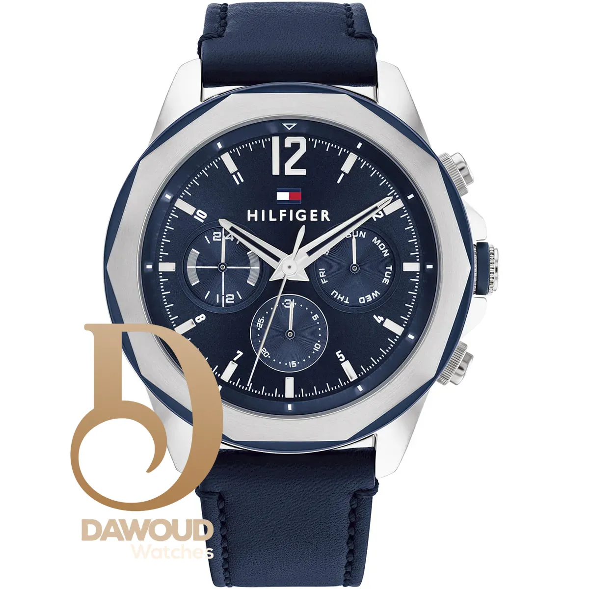 1792063 tommy hilfiger watch men blue dial leather strap quartz battery analog lars