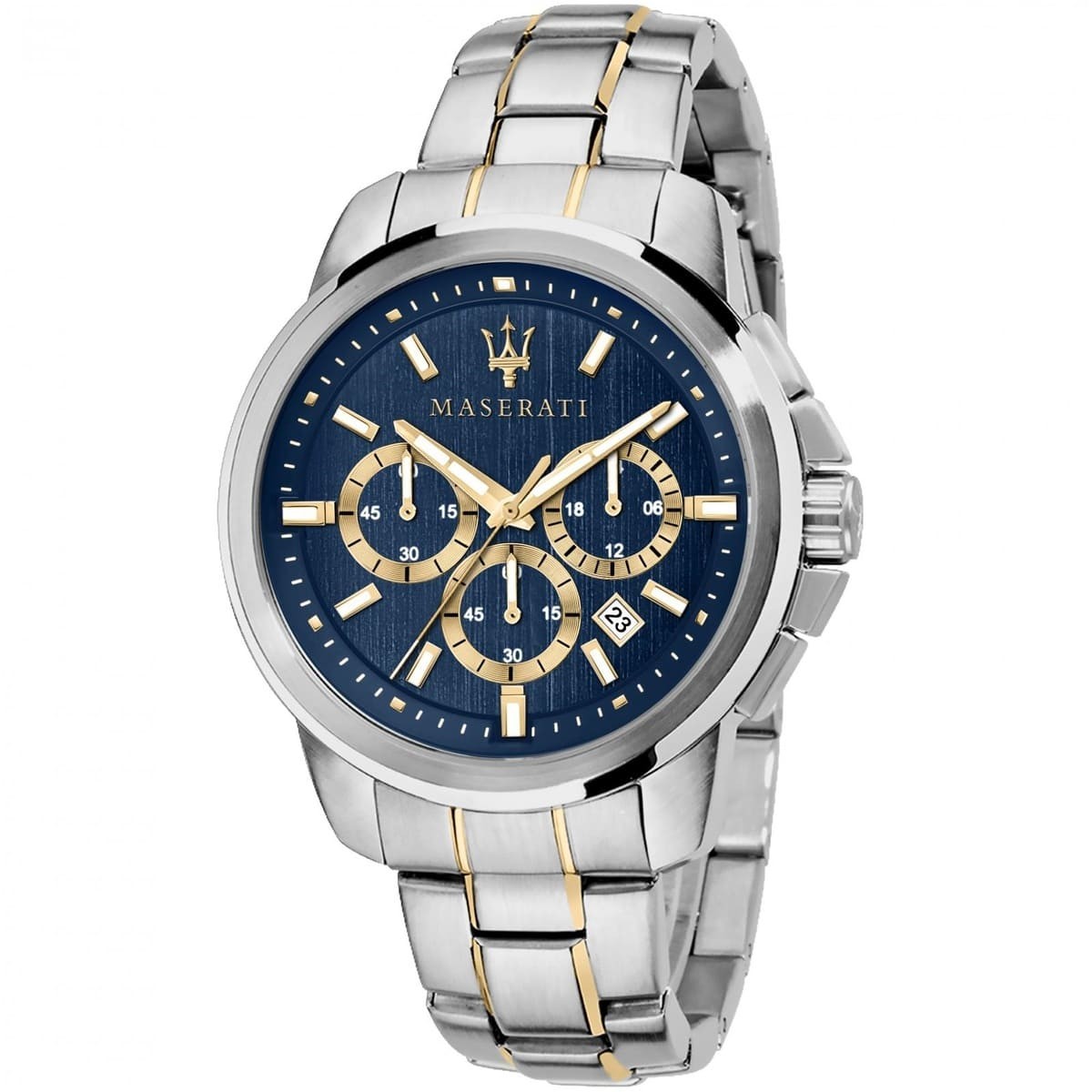 R8873621016-maserati-watch-quartz-chronograph-mens-blue-dial-silver-gold-stainless-steel-metal-successo ساعة مازيراتي للرجال R8873621016 - الصورة 1