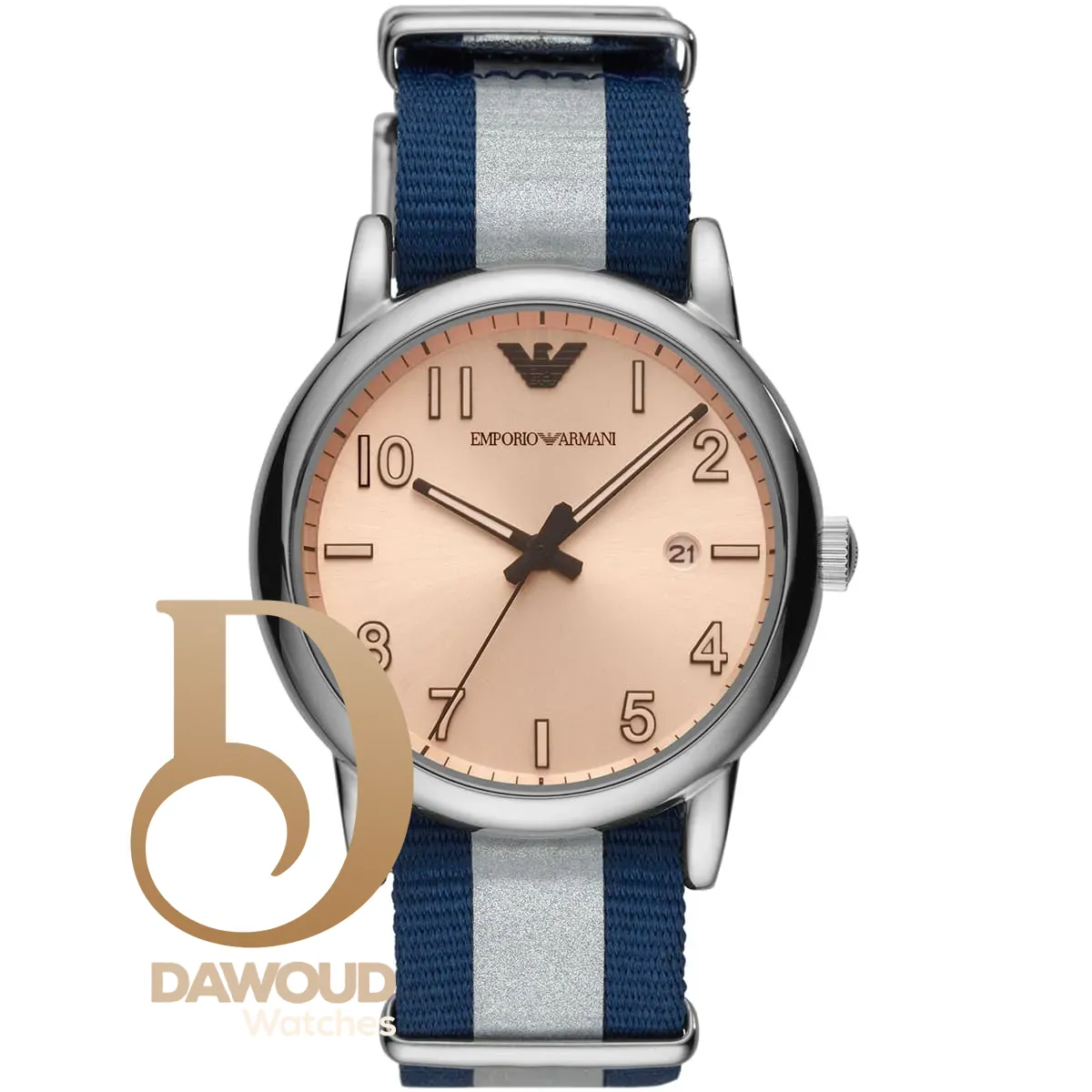 ar11212-emporio-armani-watch-men-rose-gold-dial-fibers-silver-blue-strap-quartz-battery-analog-luigi ساعة امبوريو ارماني للرجال AR11212 - الصورة 1