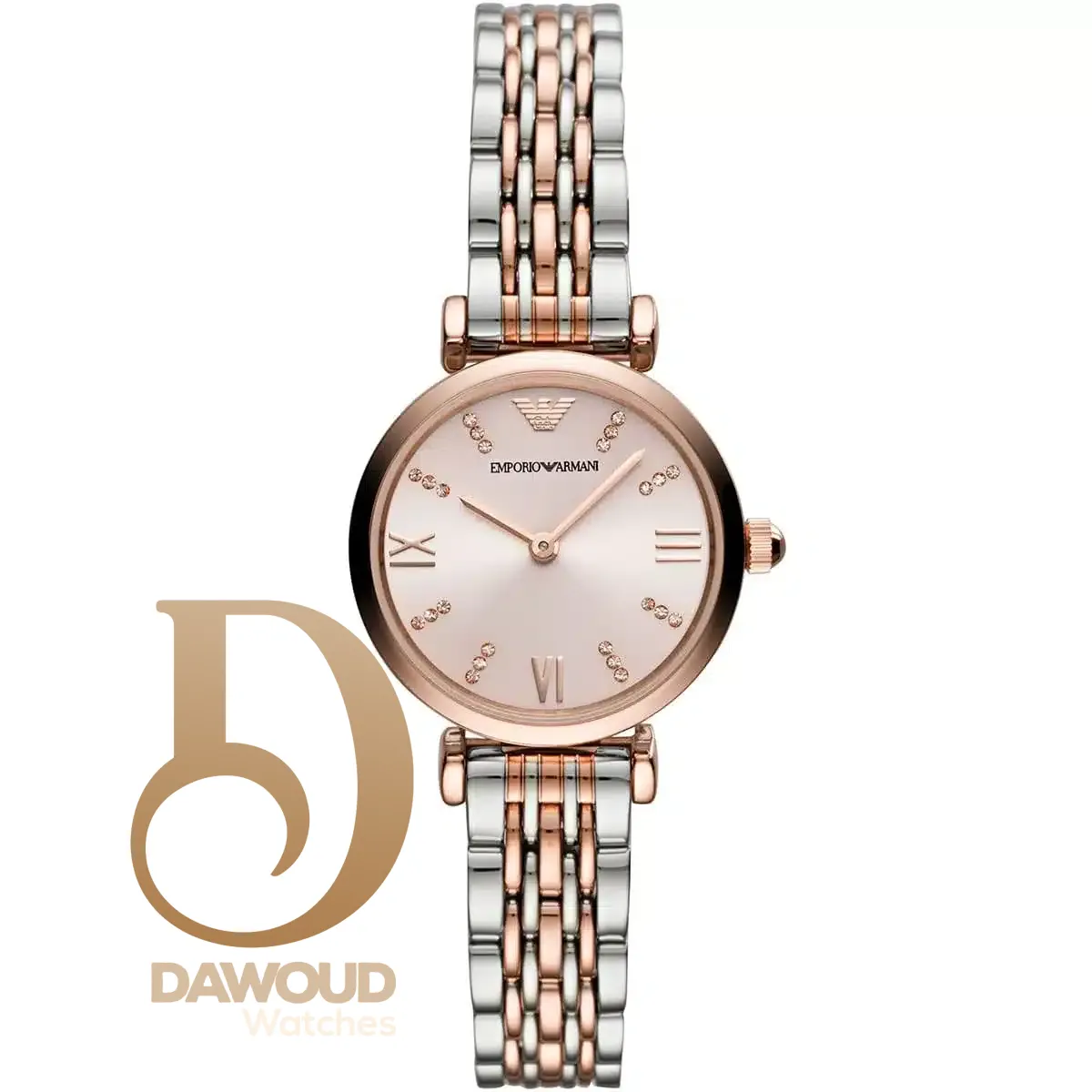 ar11223-emporio-armani-watch-women-pink-dial-stainless-steel-metal-silver-rose-gold-strap-quartz-battery-analog-gianni-t-bar ساعة امبوريو ارماني للنساء AR11223 - Image 1