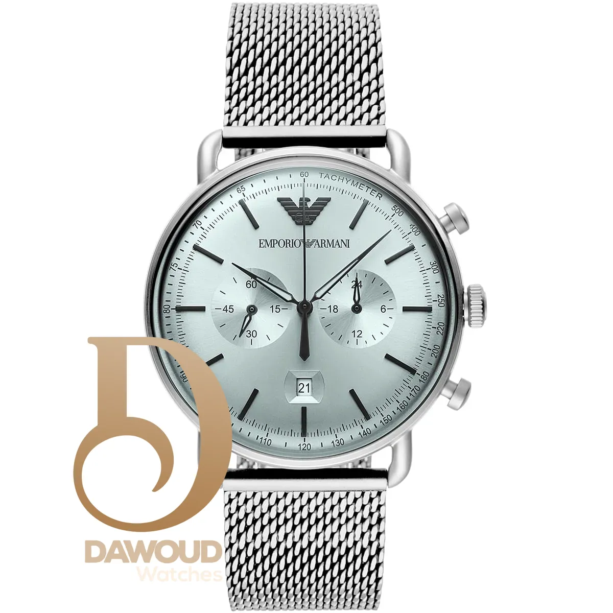 ar11288-emporio-armani-watch-men-silver-dial-mesh-stainless-steel-metal-strap-quartz-battery-analog-chronograph-aviator ساعة امبوريو ارماني للرجال AR11288 - الصورة 1