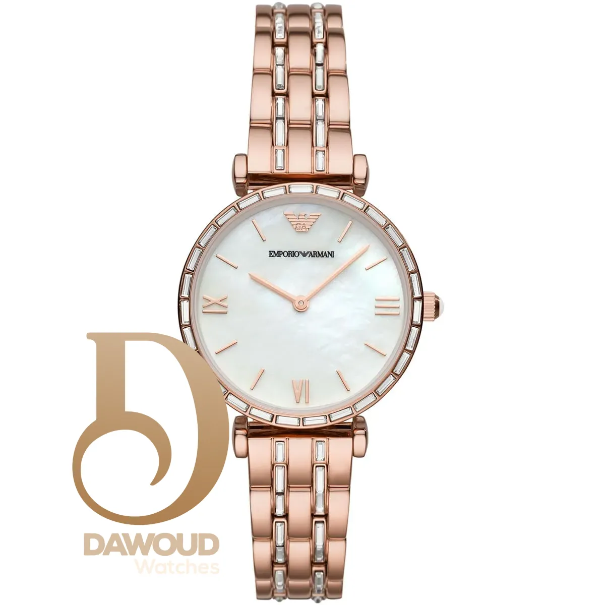 ar11294-emporio-armani-watch-women-mother-of-pearl-white-dial-stainless-steel-metal-rose-gold-strap-quartz-battery-analog-gianni-t-bar ساعة امبوريو ارماني للنساء AR11294 - Image 1