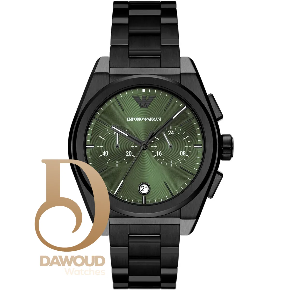 ar11562-emporio-armani-watch-men-green-dial-stainless-steel-metal-black-strap-quartz-battery-analog-chronograph-federico ساعة امبوريو ارماني للرجال AR11562 - Image 1