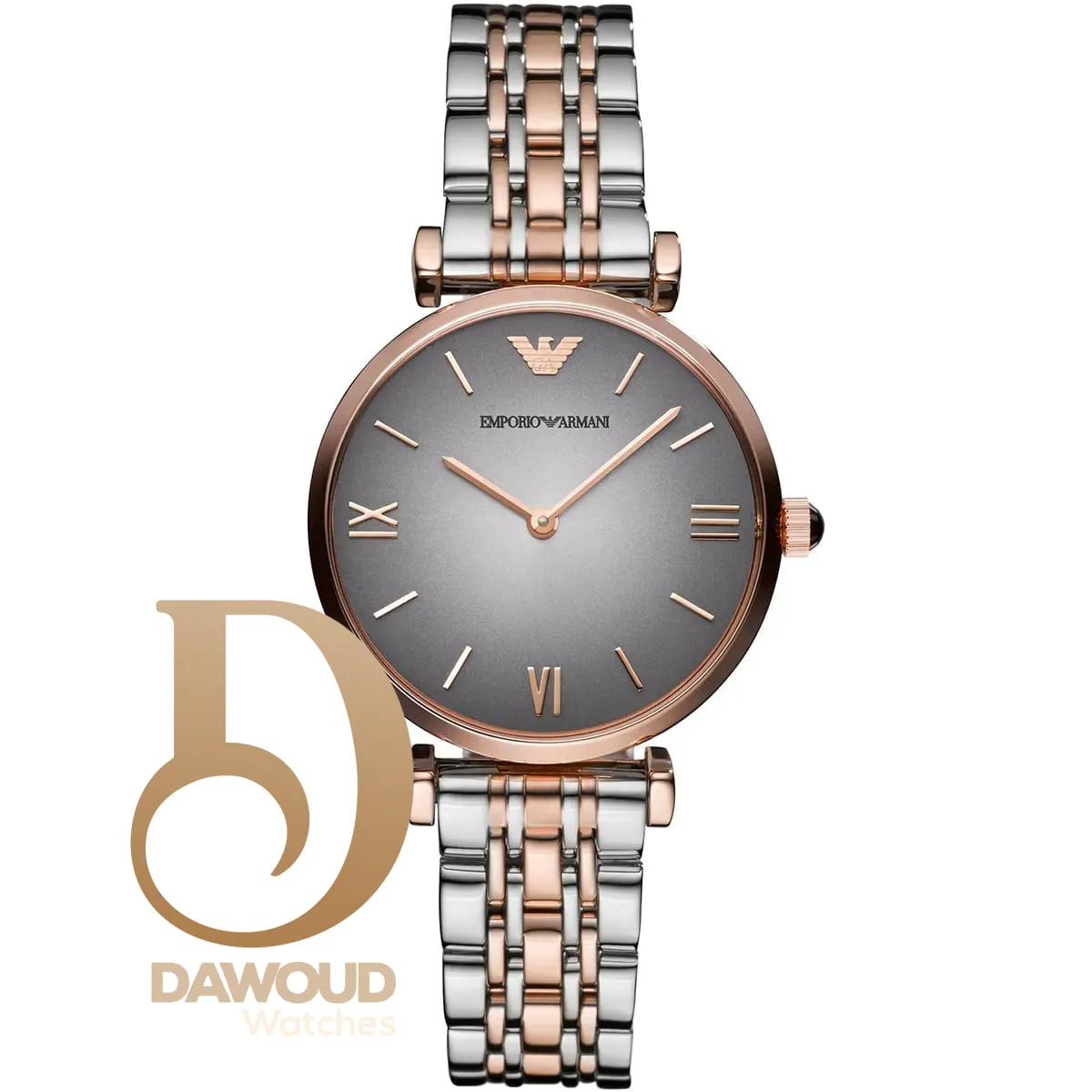 ar1725-emporio-armani-watch-women-gray-dial-stainless-steel-metal-silver-rose-gold-strap-quartz-battery-analog-gianni-t-bar ساعة امبوريو ارماني للنساء AR1725 - Image 1