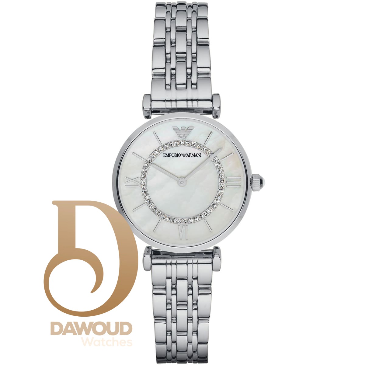 ar1908-emporio-armani-watch-women-white-dial-stainless-steel-metal-silver-strap-quartz-analog-two-hand-gianni-t-bar ساعة امبوريو ارماني للنساء AR1908 - Image 1