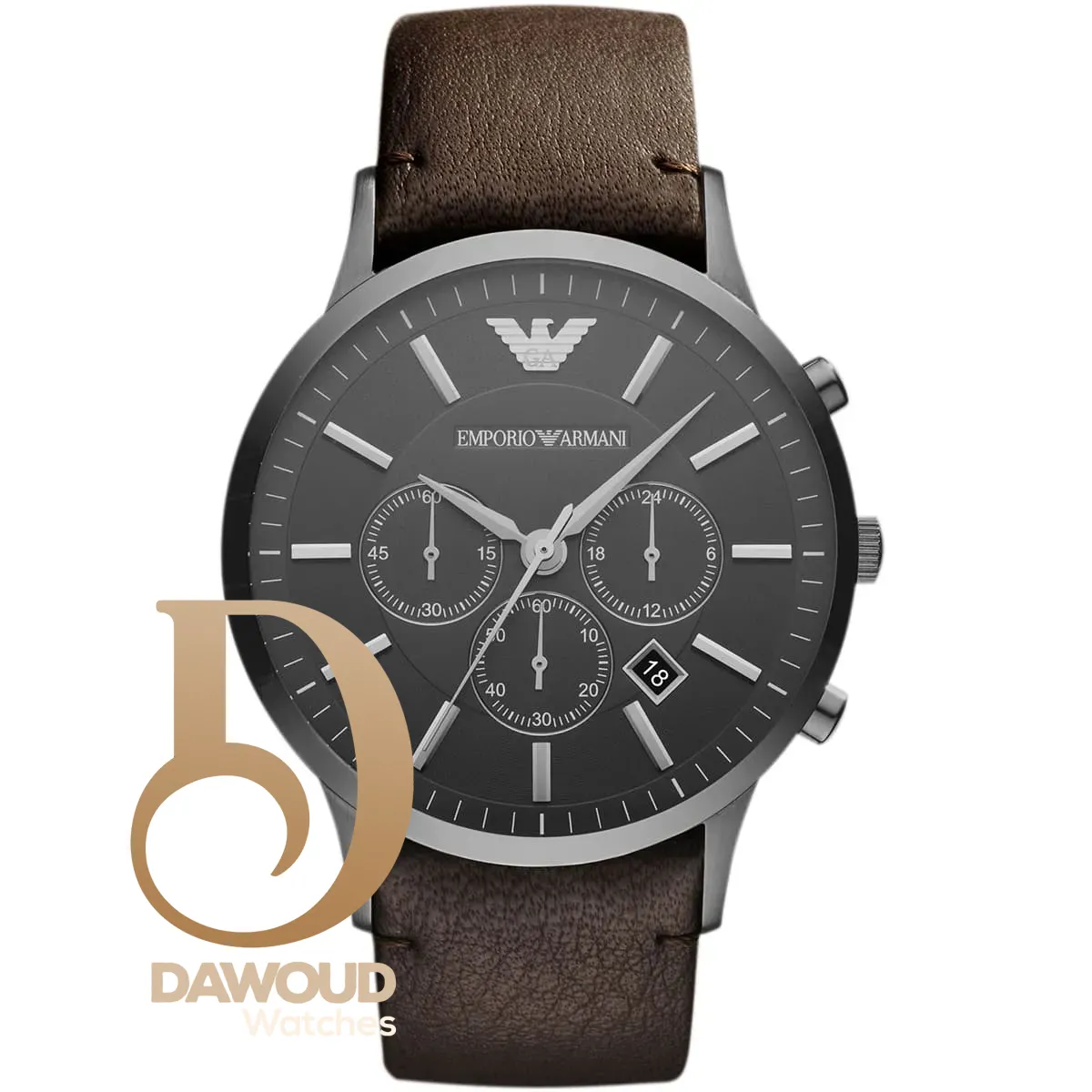 ar2462-emporio-armani-watch-men-gray-dial-leather-brown-strap-quartz-battery-analog-chronograph-renato-xlarge ساعة امبوريو ارماني للرجال AR2462 - الصورة 1