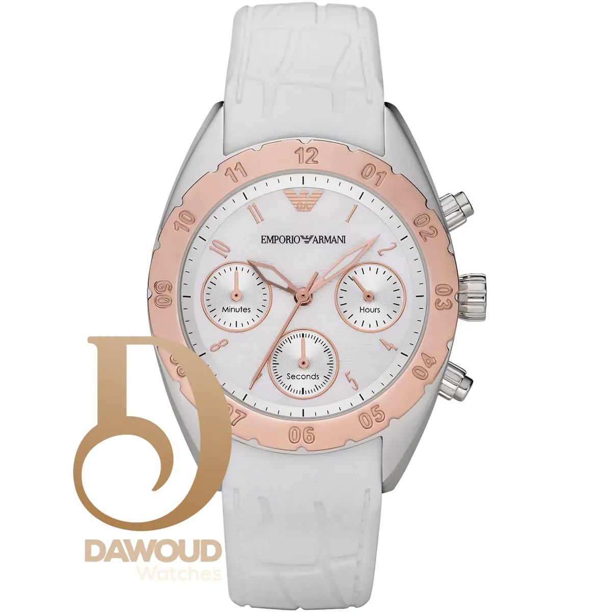 ar5938-emporio-armani-watch-women-white-dial-rubber-strap-quartz-battery-analog ساعة امبوريو ارماني للنساء AR5938 - Image 1