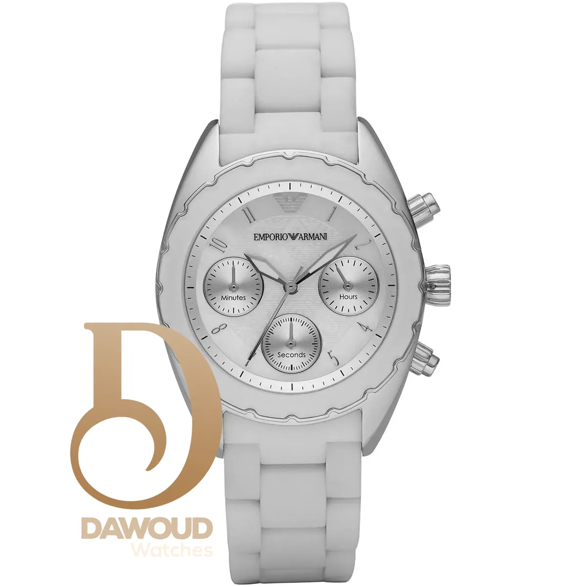 ar5941-emporio-armani-watch-women-silver-dial-stainless-steel-metal-rubber-white-strap-quartz-battery-analog ساعة امبوريو ارماني للنساء AR5941 - الصورة 1