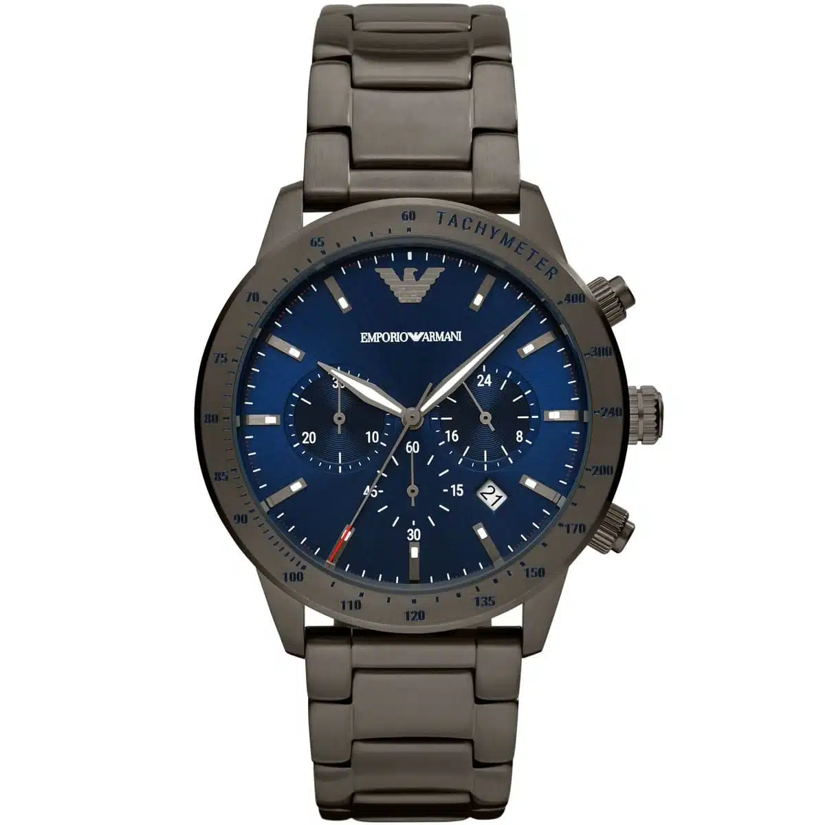 ar80045-emporio-armani-watch-men-blue-dial-stainless-steel-metal-gray-strap-quartz-analog-chronograph-mario ساعة امبوريو ارماني للرجال AR80045 - الصورة 1