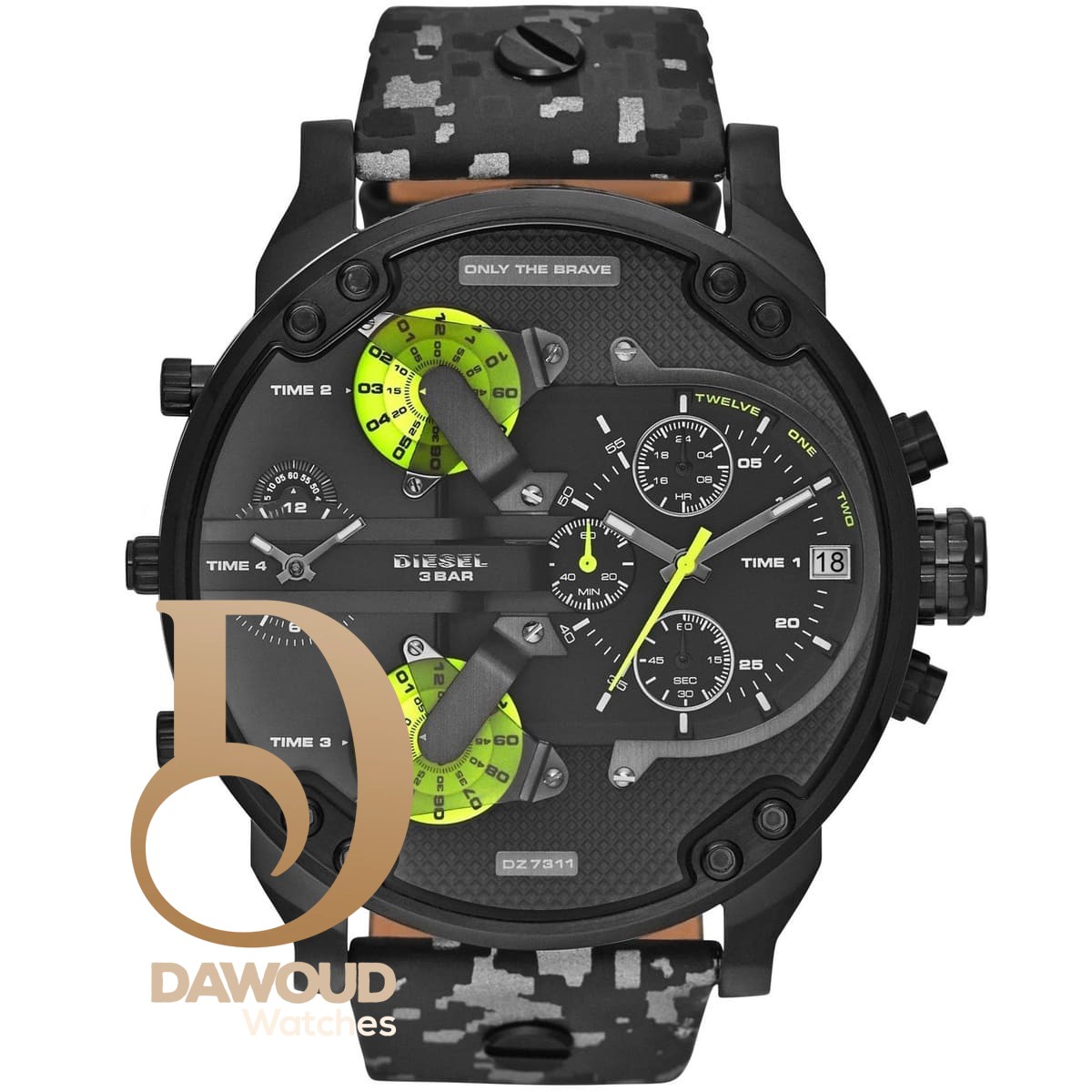 dz7311 diesel watch men black white leather mr daddy