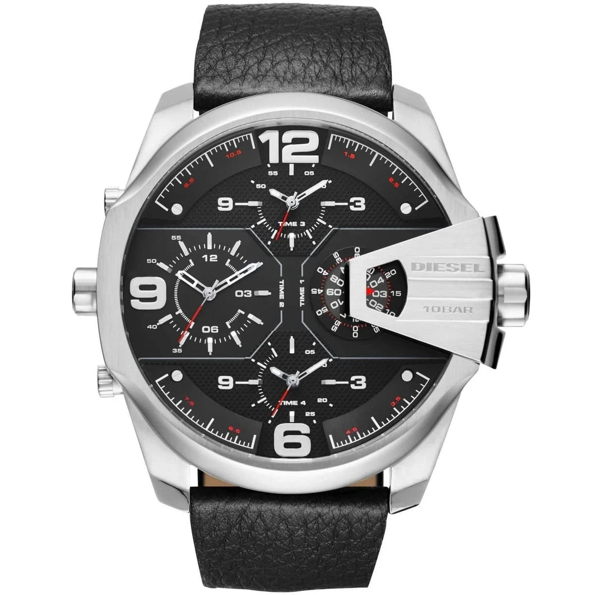 dz7376 diesel watch men black leather uber chief 1