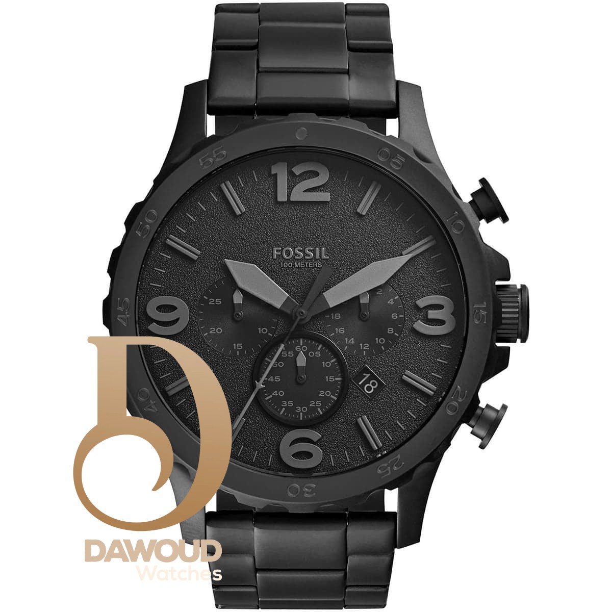 jr1401-fossil-watch-men-black-metal-stainless-steel-nate ساعة فوسيل للرجال JR1401 - الصورة 1