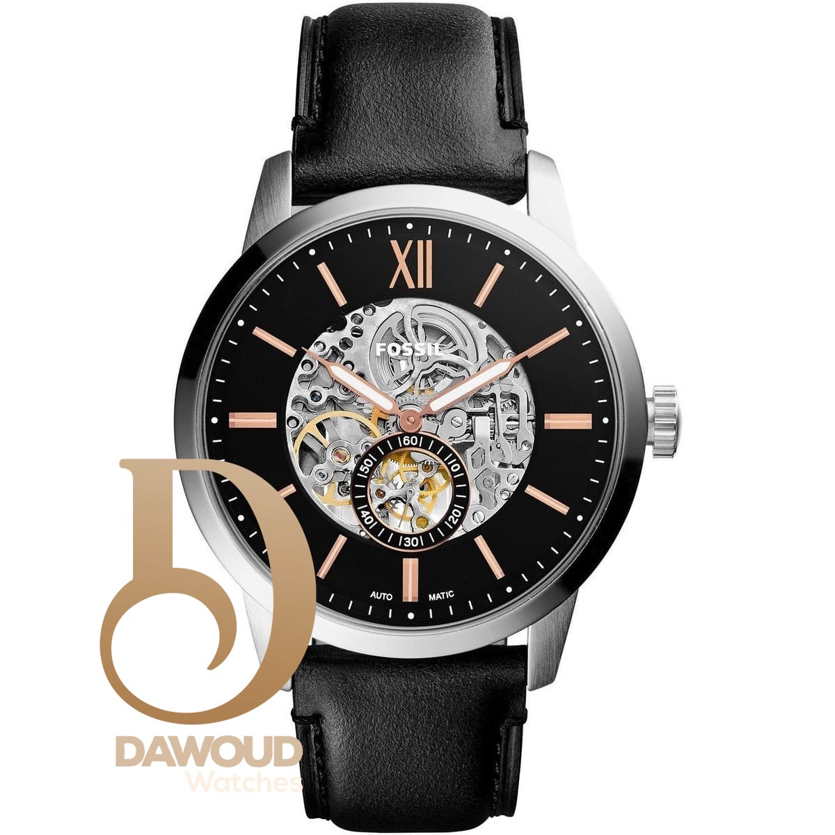 me3153-fossil-watch-men-black-leather-townsman ساعه فوسيل للرجال ME3153 - Image 1