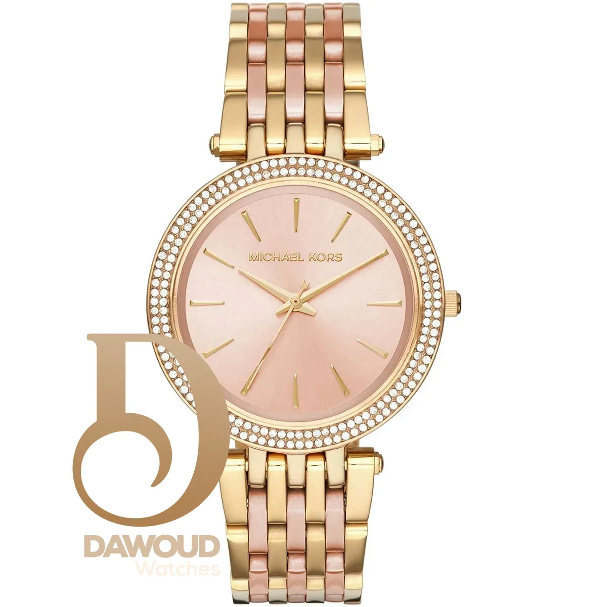 mk3507-michael-kors-watch-women-crystals-pink-dial-metal-stainless-steel-gold-strap-quartz-battery-analog-three-hand-darci ساعة مايكل كورس للنساء MK3507 - الصورة 1