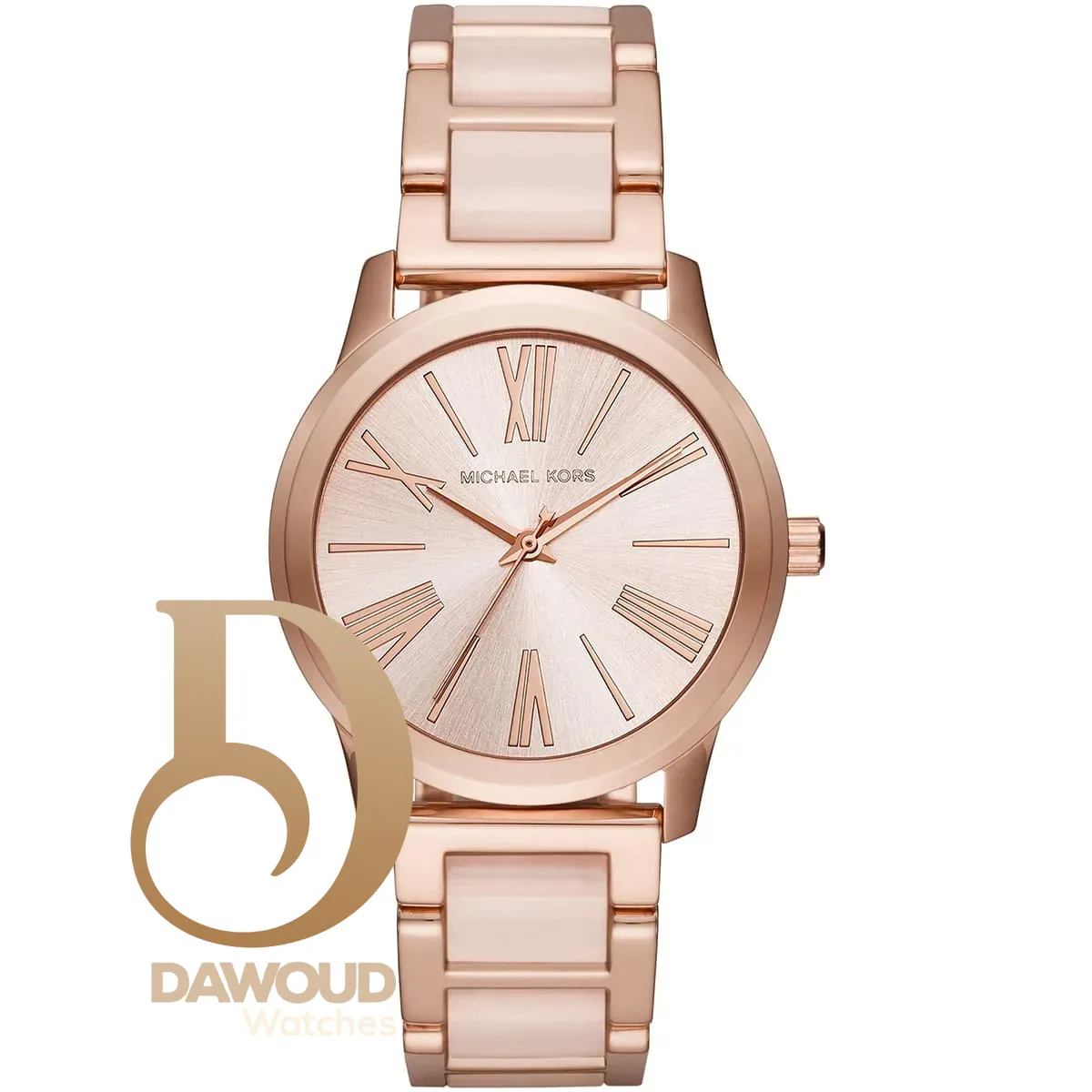 mk3595 michael kors watch women rose gold dial multi pink strap quartz battery analog three hand hartman