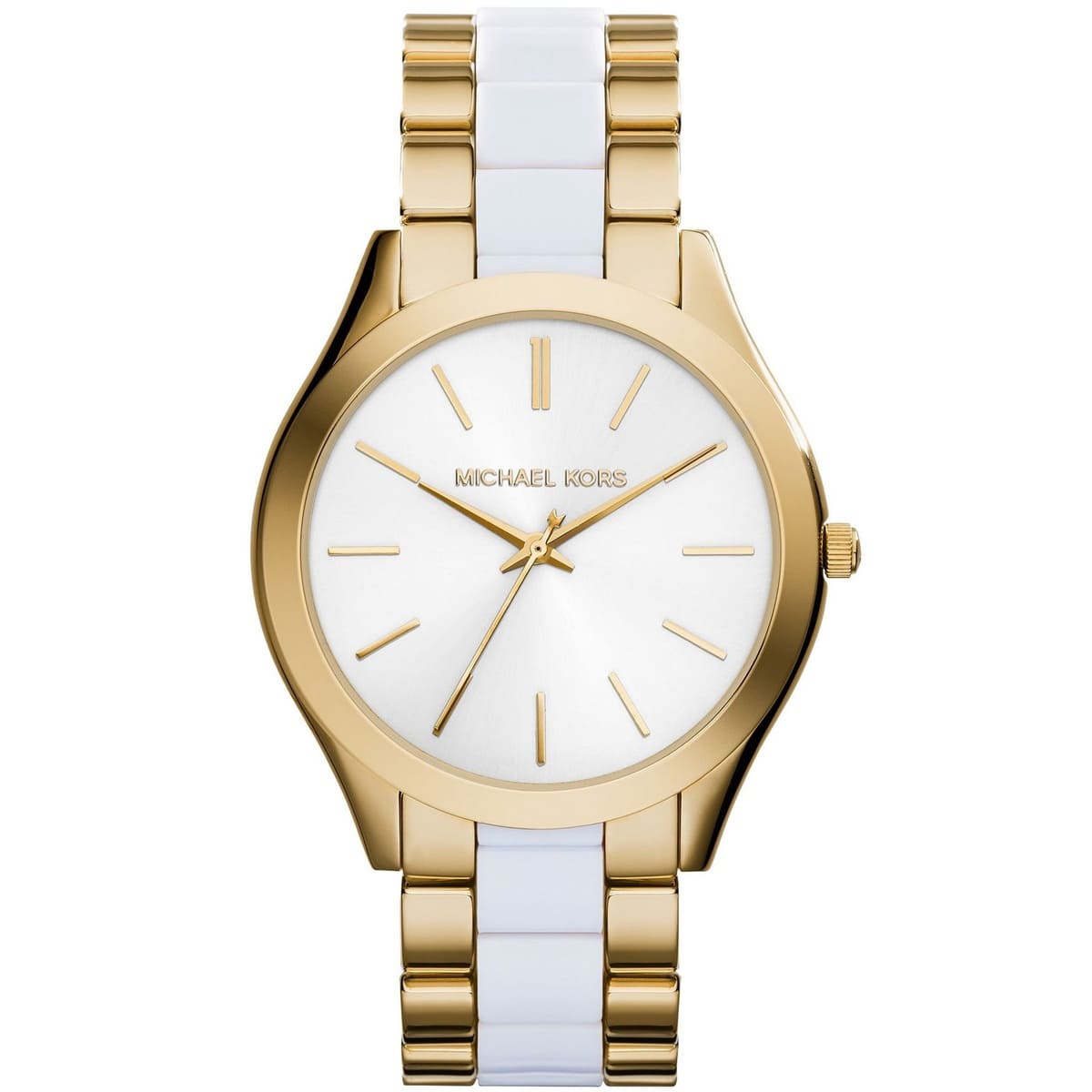 mk4295-michael-kors-watch-women-gold-white-metal-slim-runway ساعة مايكل كورس للنساء MK4295 - Image 1