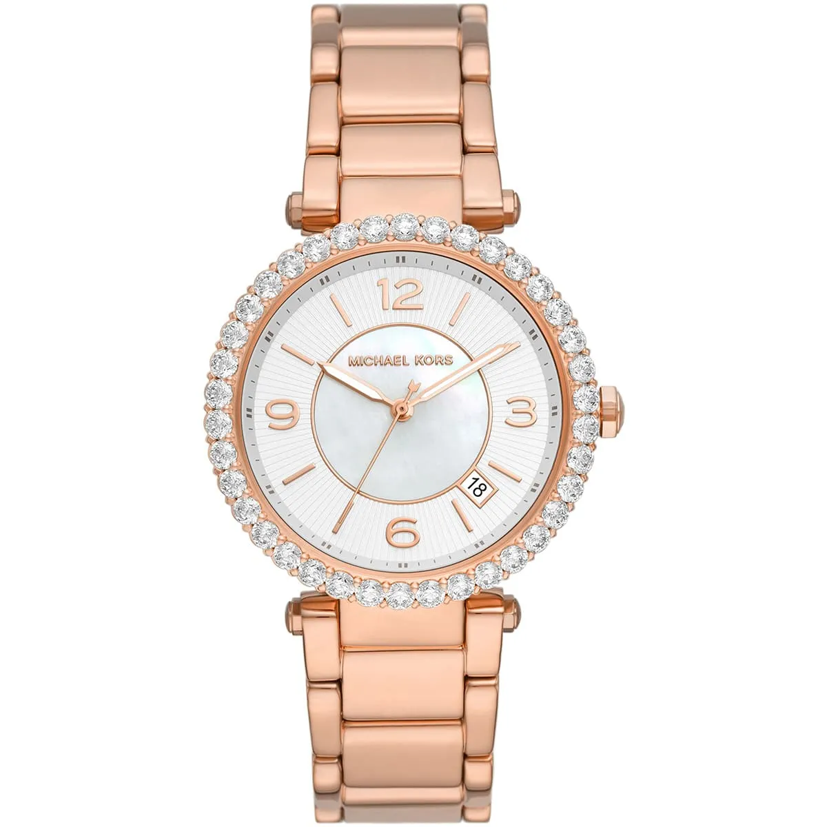 mk4695-michael-kors-watch-women-crystals-white-dial-metal-stainless-steel-rose-gold-strap-quartz-battery-analog-three-hand-parker ساعة مايكل كورس للنساء MK4695 - الصورة 1