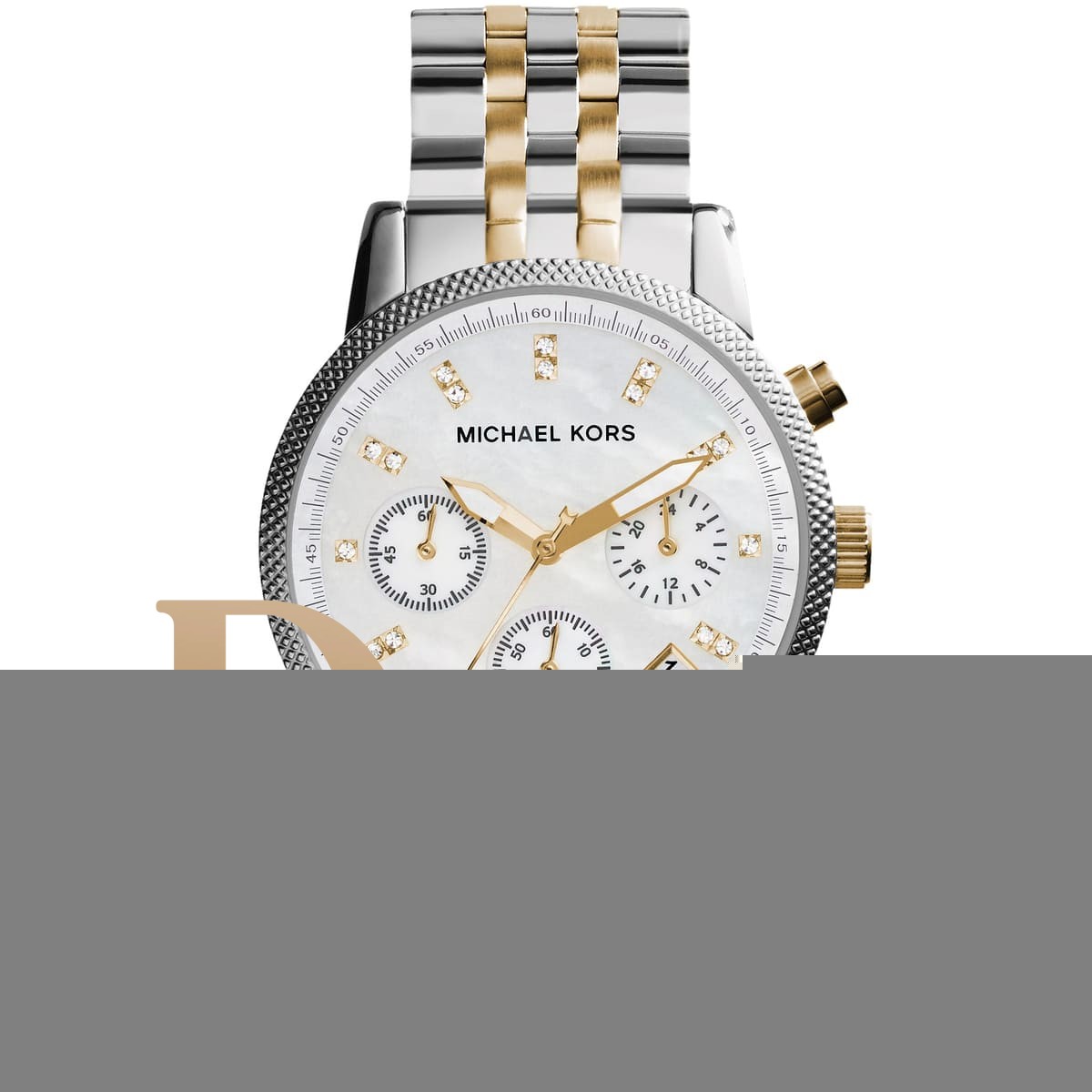 mk5057-michael-kors-watch-women-white-dial-stainless-steel-metal-silver-gold-two-tone-strap-quartz-analog-chronograph-ritz ساعة مايكل كورس للنساء MK5057 - Image 1