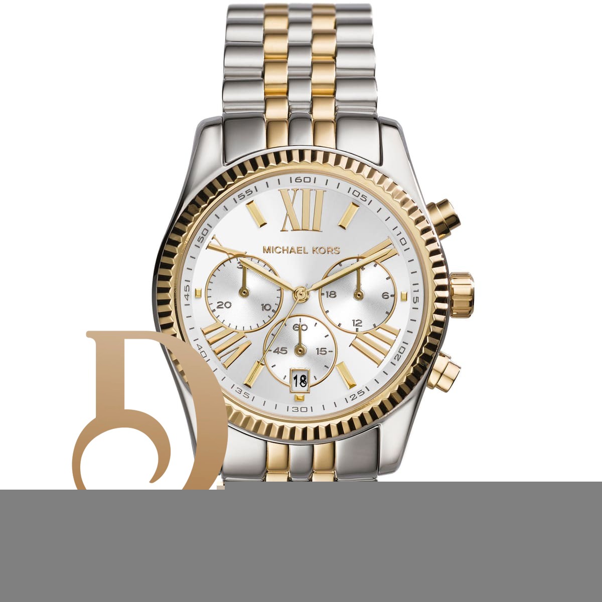 mk5955 michael kors watch women white dial stainless steel metal silver gold two tone strap quartz analog chronograph