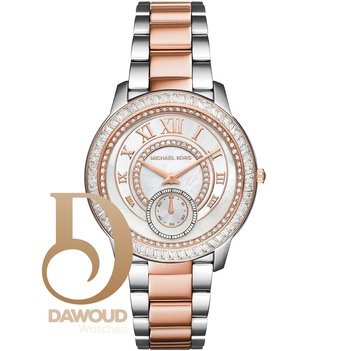 mk6288-michael-kors-watch-women-crystals-white-dial-metal-stainless-steel-silver-rose-gold-two-tone-strap-quartz-battery-analog-three-hand-madelyn ساعة مايكل كورس للنساء MK6288 - الصورة 1