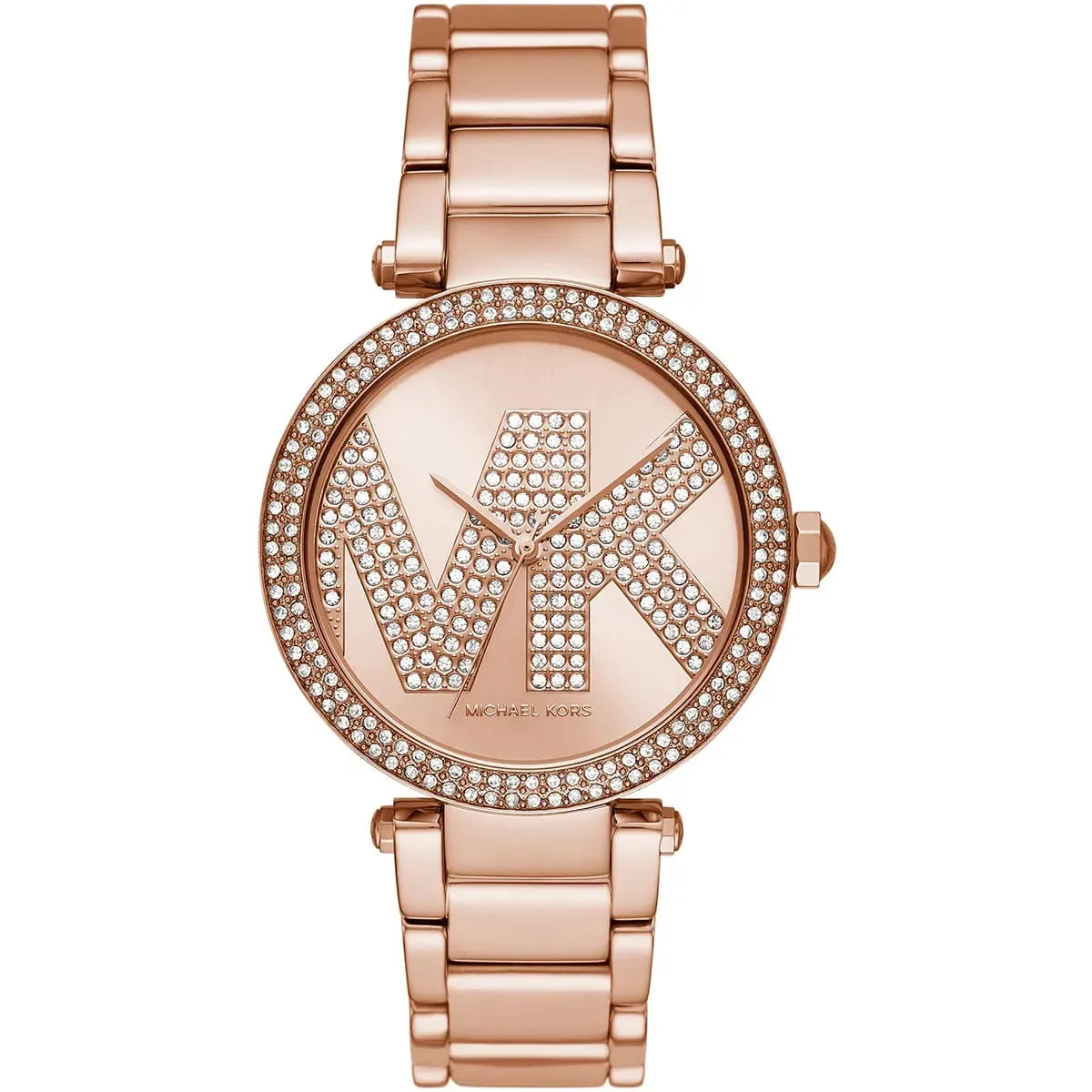 mk6660-michael-kors-watch-women-mk-logo-crystals-rose-gold-dial-metal-stainless-steel-strap-quartz-battery-analog-three-hand-parker ساعة مايكل كورس للنساء MK6660 - Image 1