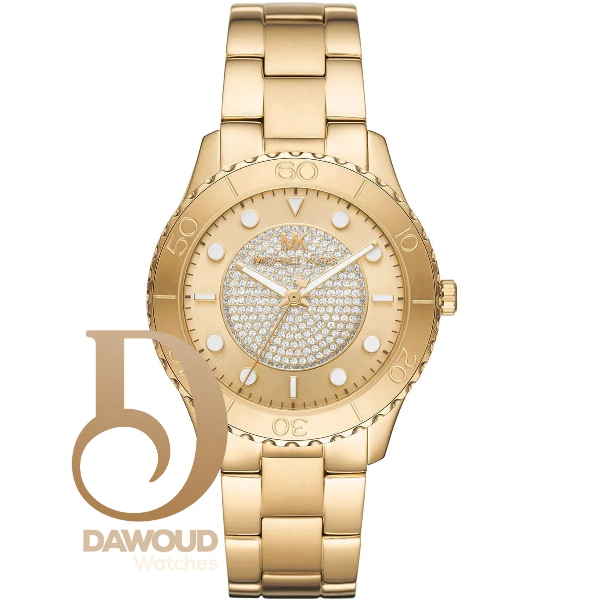 mk6911-michael-kors-watch-women-crystals-gold-dial-metal-stainless-steel-golden-strap-quartz-battery-analog-three-hand-runway ساعة مايكل كورس للنساء MK6911 - Image 1