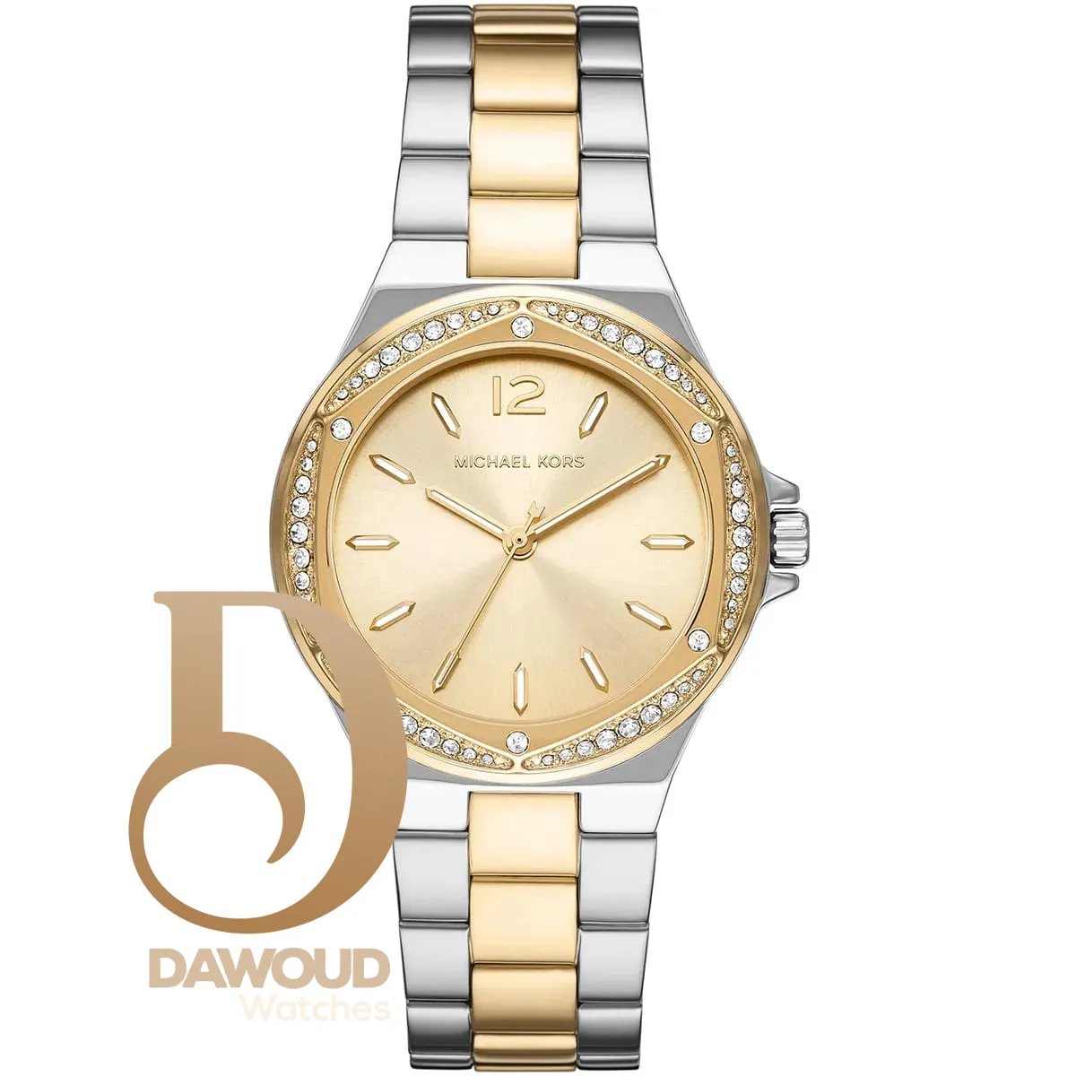mk6988-michael-kors-watch-women-crystals-gold-dial-metal-stainless-steel-silver-golden-two-tone-strap-quartz-battery-analog-three-hand-lennox ساعة مايكل كورس للنساء MK6988 - Image 1