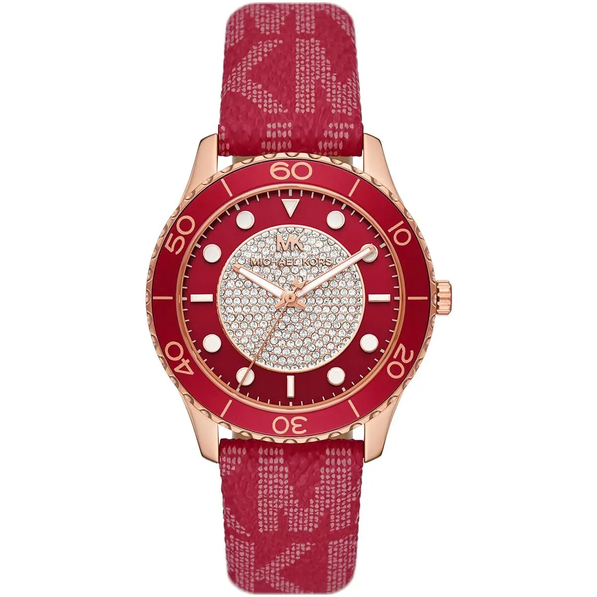 mk7179-michael-kors-watch-women-crystals-red-dial-polyurethane-chloride-strap-quartz-battery-analog-three-hand-runway ساعة مايكل كورس للنساء MK7179 - الصورة 1