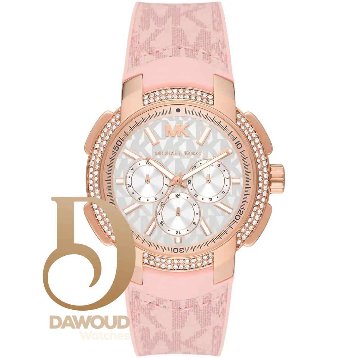 mk7222-michael-kors-watch-women-white-dial-polyurethane-chloride-pink-strap-quartz-battery-analog-three-hand-crystals-sidney ساعة مايكل كورس للنساء MK7222 - الصورة 1
