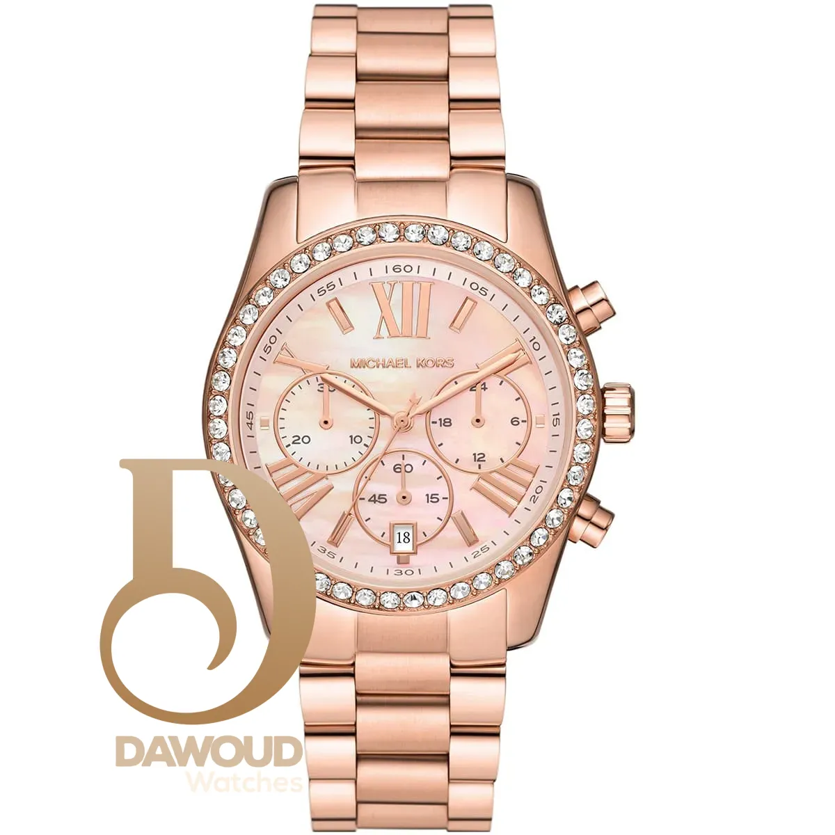 mk7242-michael-kors-watch-women-mother-of-pearl-crystals-rose-gold-dial-metal-stainless-steel-strap-quartz-battery-analog-chronograph-lexington ساعة مايكل كورس للنساء MK7242 - Image 1