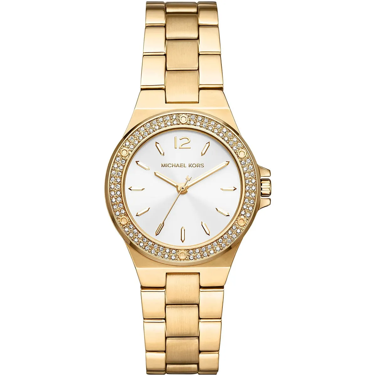 mk7278-michael-kors-watch-women-crystals-white-dial-metal-stainless-steel-gold-strap-quartz-battery-analog-three-hand-lennox ساعة مايكل كورس للنساء MK7278 - الصورة 1