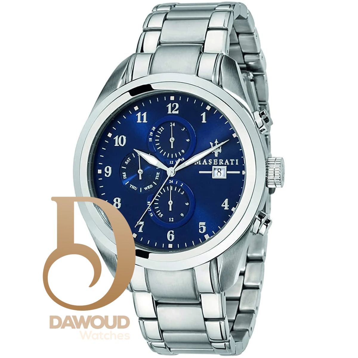 r8853112505-maserati-watch-men-blue-dial-metal-stainless-steel-silver-strap-quartz-battery-analog-three-hand-traguardo ساعة مازيراتي للرجال R8853112505 - الصورة 1