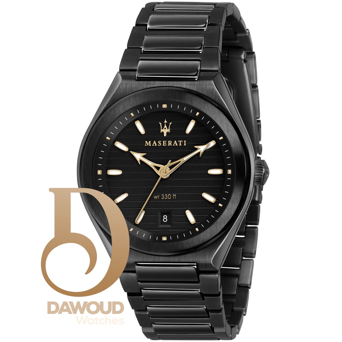 r8853139004-maserati-watch-men-black-dial-metal-stainless-steel-strap-quartz-battery-analog-three-hand-wr-330-ft-triconic ساعة مازيراتي للرجال R8853139004 - الصورة 1