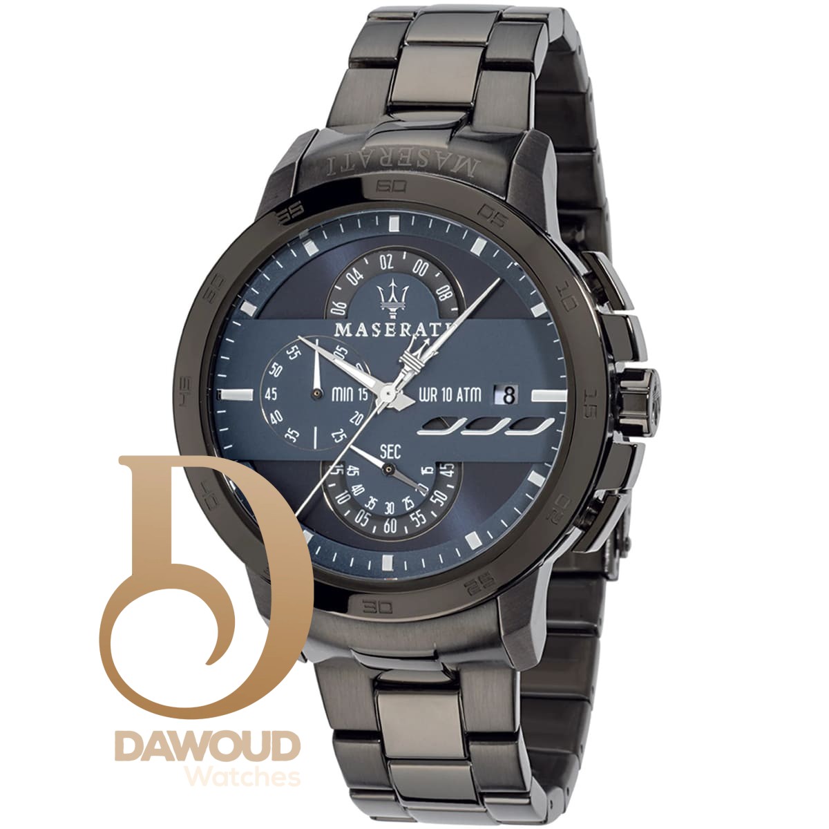 r8873619001-maserati-watch-men-blue-dial-metal-stainless-steel-black-strap-quartz-battery-analog-chronograph-wr-10-atm-ingegno ساعة مازيراتي للرجال R8873619001 - الصورة 1