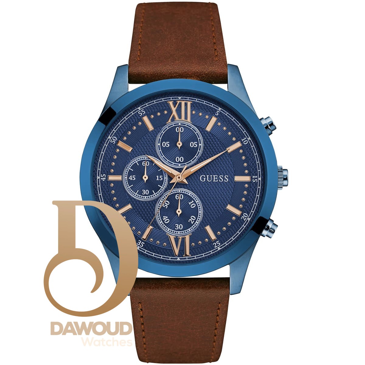 w0876g3-guess-watch-men-brown-leather-hudson ساعة جيس للرجال W0876G3 - الصورة 1