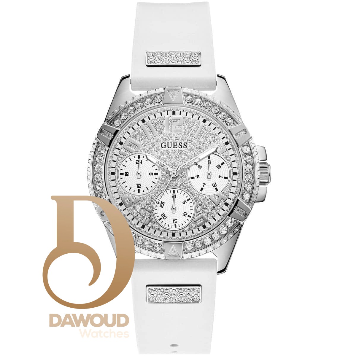 w1160l4-guess-watch-women-white-rubber-lady-frontier ساعة جيس للنساء W1160L4 - الصورة 1